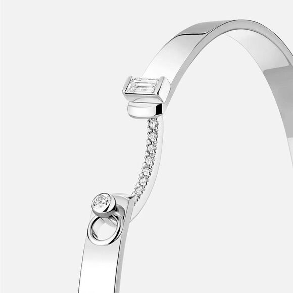 Nouvel Heritage Dinner Date Mood Bangle White Gold Diamond Baguette - Picture 8 of 10